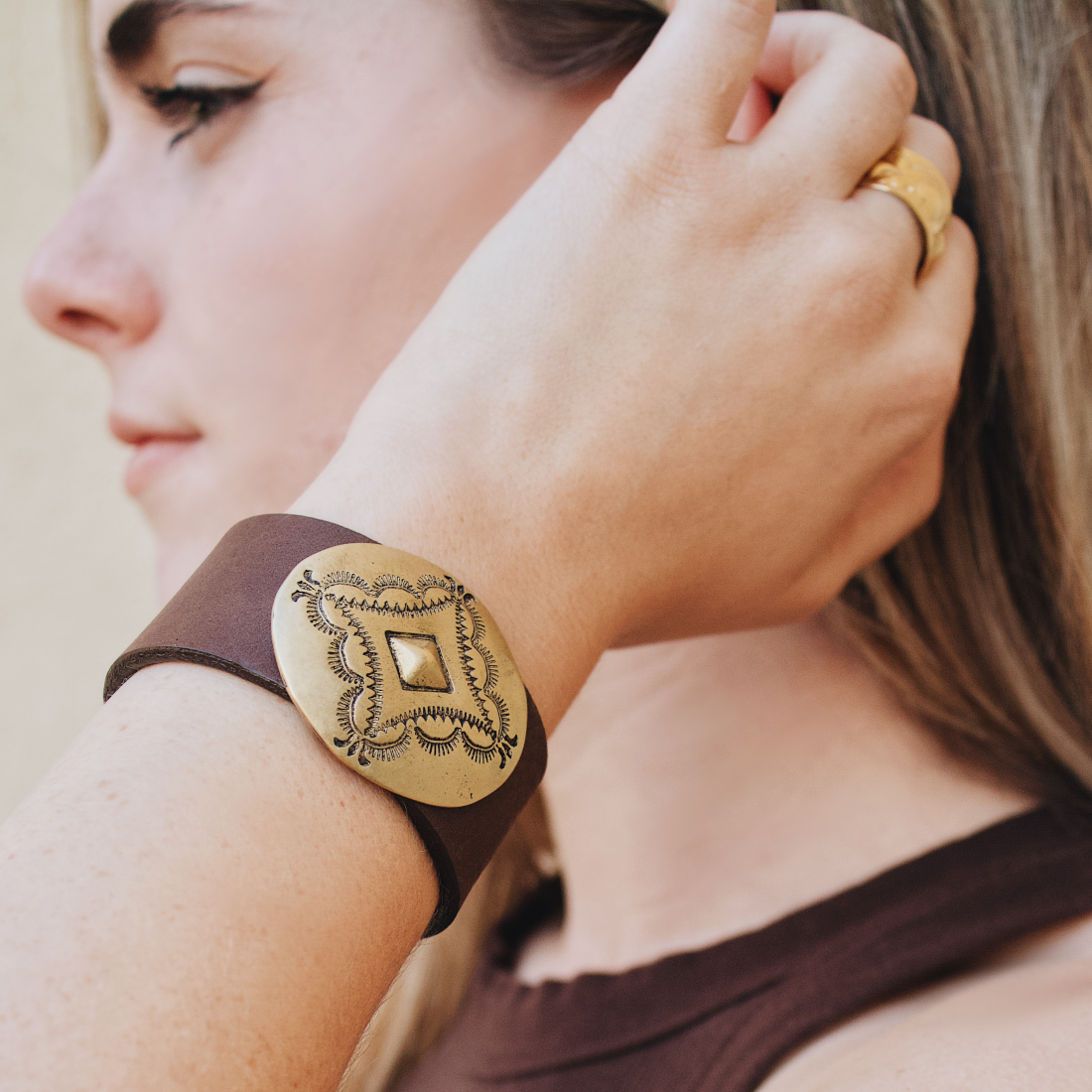 Concho Leather Bracelet
